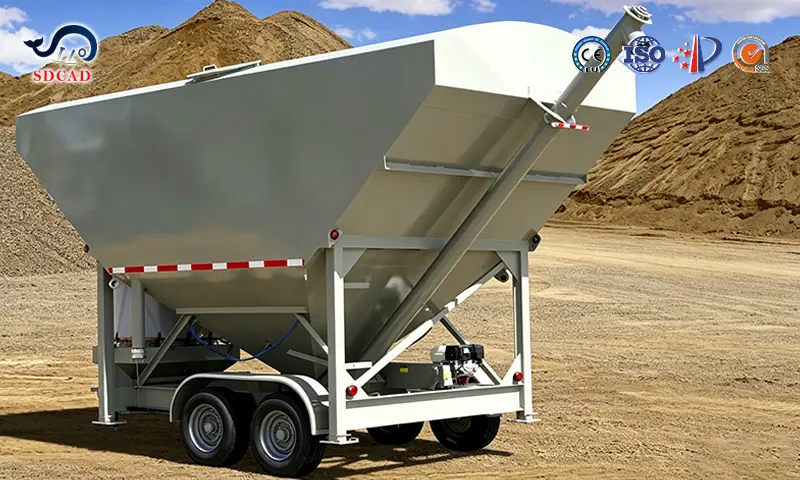 10T Volume Small Mobile Horizontal Cement Silo with Weighting Function
